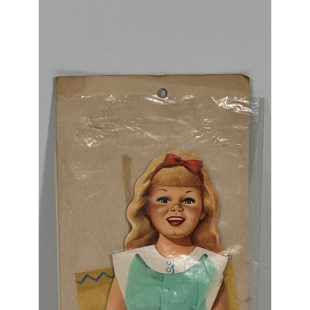 Vintage Paper Doll Set with Fabric Scraps and Pattern Sheet Blonde Girl Toy